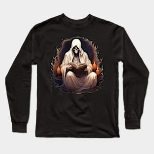 Ghost Reading a Grimoire Book Long Sleeve T-Shirt